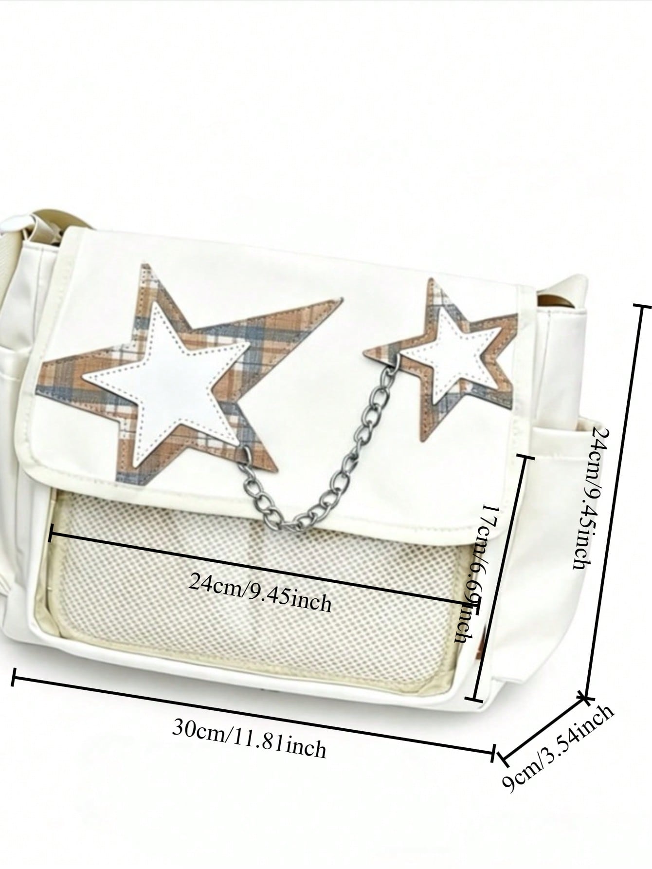 Dimension diagram 30x24x9cm star ita messenger bag