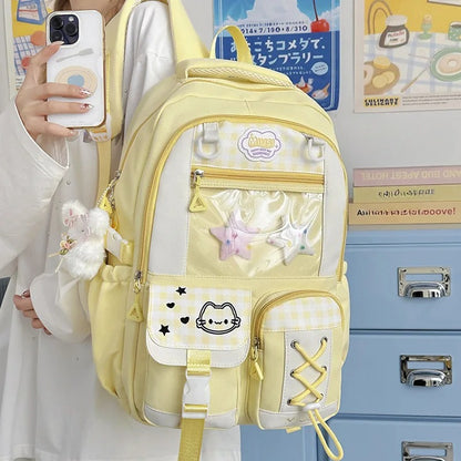Miusi Kawaii Ita Bag Backpack with Clear PVC Display Window — Cute School Backpack for Anime & K-Pop Fans