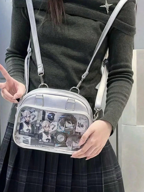 Ita Bag Crossbody Small Messenger Bag with Clear Window for Pins and Anime Merch Tote Handbag - alternate view