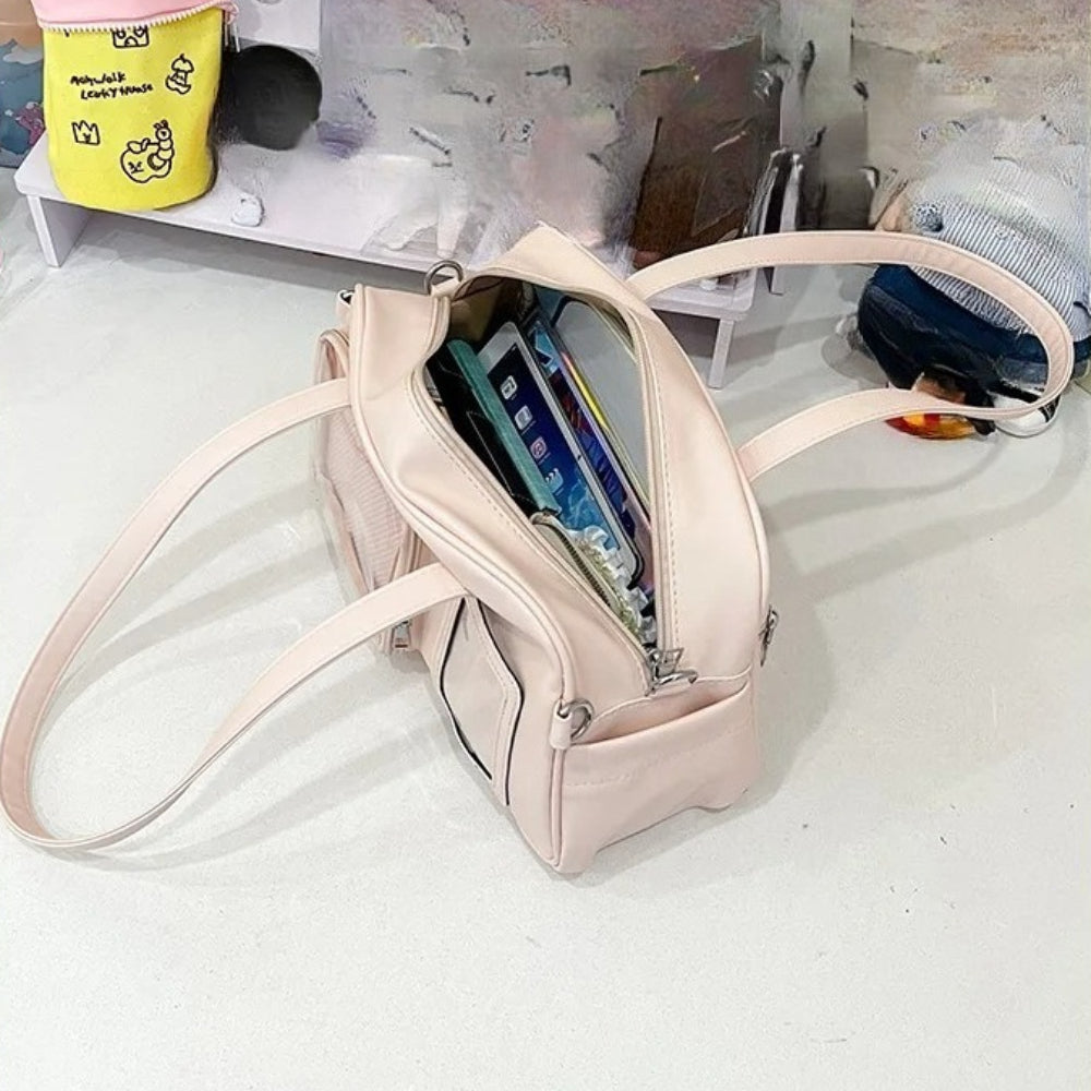 Interior view of pink ita bag showing main compartment