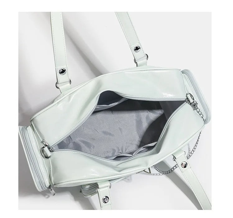 star chain ita bag interior grey lining internal zip pocket top view mint colourway