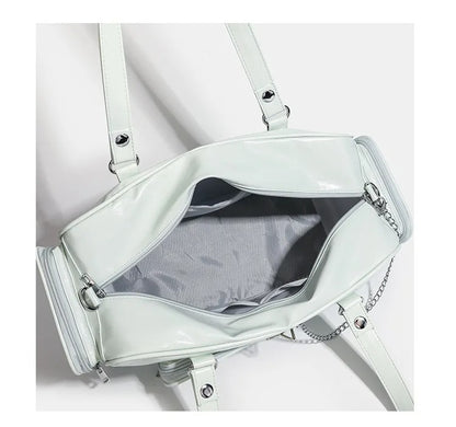 star chain ita bag interior grey lining internal zip pocket top view mint colourway