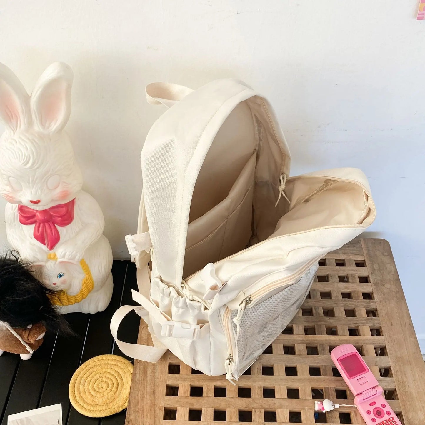 Large Kawaii Ita Bag Backpack — Dual Clear Window Display for Pins, Plushies & Anime Merch