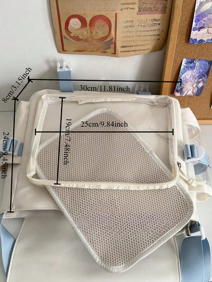 Ita-Tasche mit mehreren Taschen, Umhängetasche für College-Studenten mit Schaufenster und 10 cm großer Puppe, Ita-Tasche, Umhängetaschen für Damen, Schulmädchen, Büchertasche, Stachels-Handtaschen