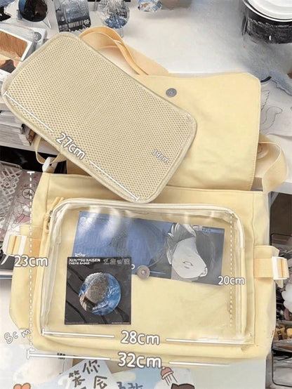 Neue 2025 Kawaii Itabag Damen Messenger Bag, Transparente Umhängetaschen für Schulmädchen, Kontrastfarbene Ita Bag Cover Schultertasche, Street &amp; Japanischer Stil Damentasche