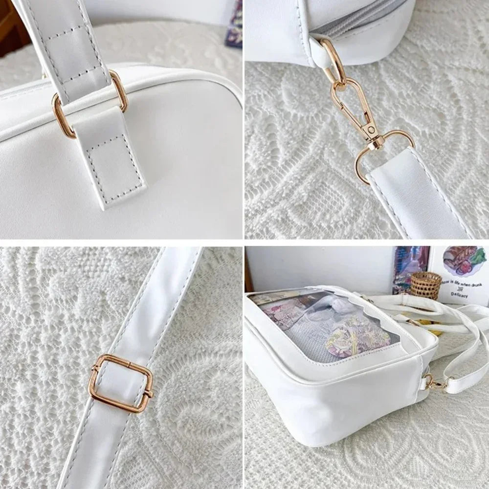 Large Itabag Clear Window Tote Bag PU Leather Crossbody Shoulder Bag for JK Uniform & Anime Fans - Ita Bag Lover
