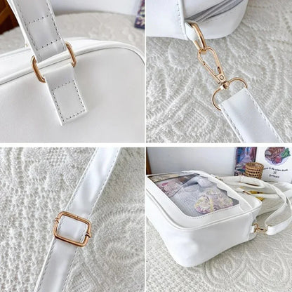 Large Itabag Clear Window Tote Bag PU Leather Crossbody Shoulder Bag for JK Uniform & Anime Fans - Ita Bag Lover