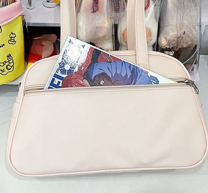 Kawaii Mini Ita Bag — PU Leather Shoulder Bag with Dual Clear Display Windows for Anime Pins & Photocards