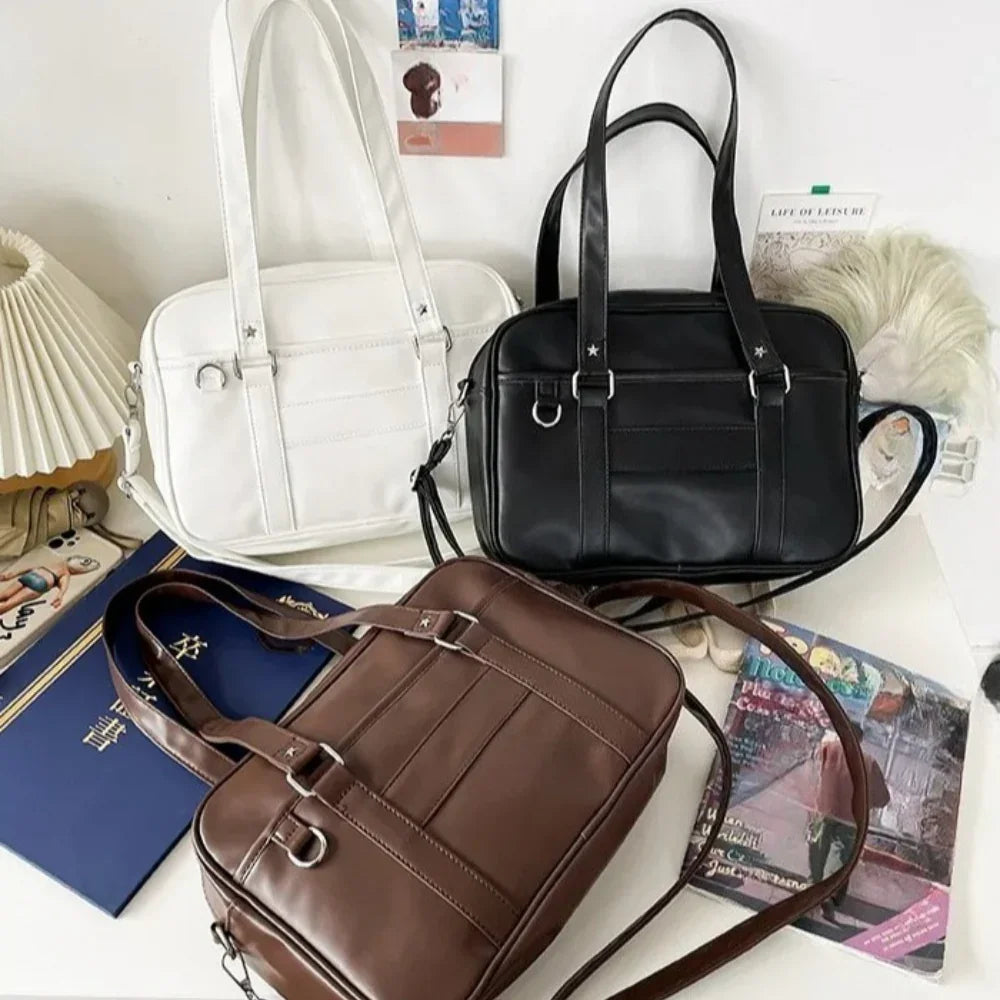 Basic JK PU Leather Shoulder Bag Soft Crossbody School Tote Handbags - Ita Bag Lover