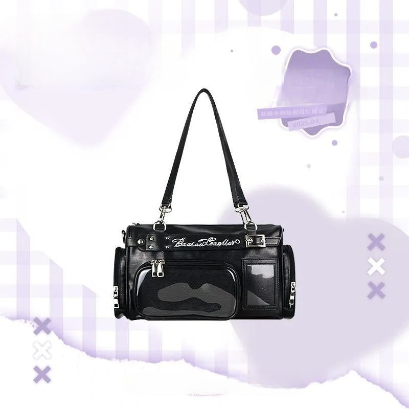 Kawaii Transparent Display Boston Bag | Large Ita Bag with 3D Pocket Window
