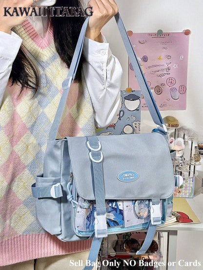 Ita-Tasche mit mehreren Taschen, Umhängetasche für College-Studenten mit Schaufenster und 10 cm großer Puppe, Ita-Tasche, Umhängetaschen für Damen, Schulmädchen, Büchertasche, Stachels-Handtaschen