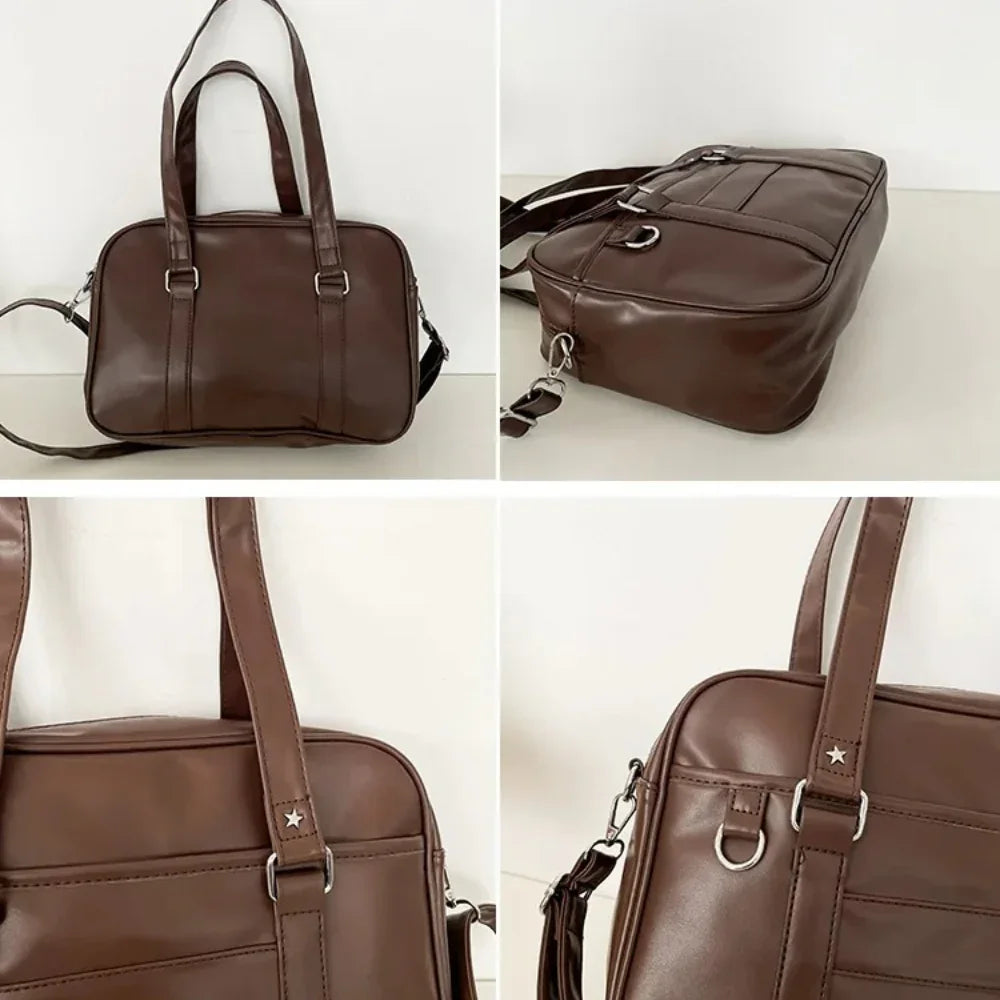 Basic JK PU Leather Shoulder Bag Soft Crossbody School Tote Handbags - Ita Bag Lover