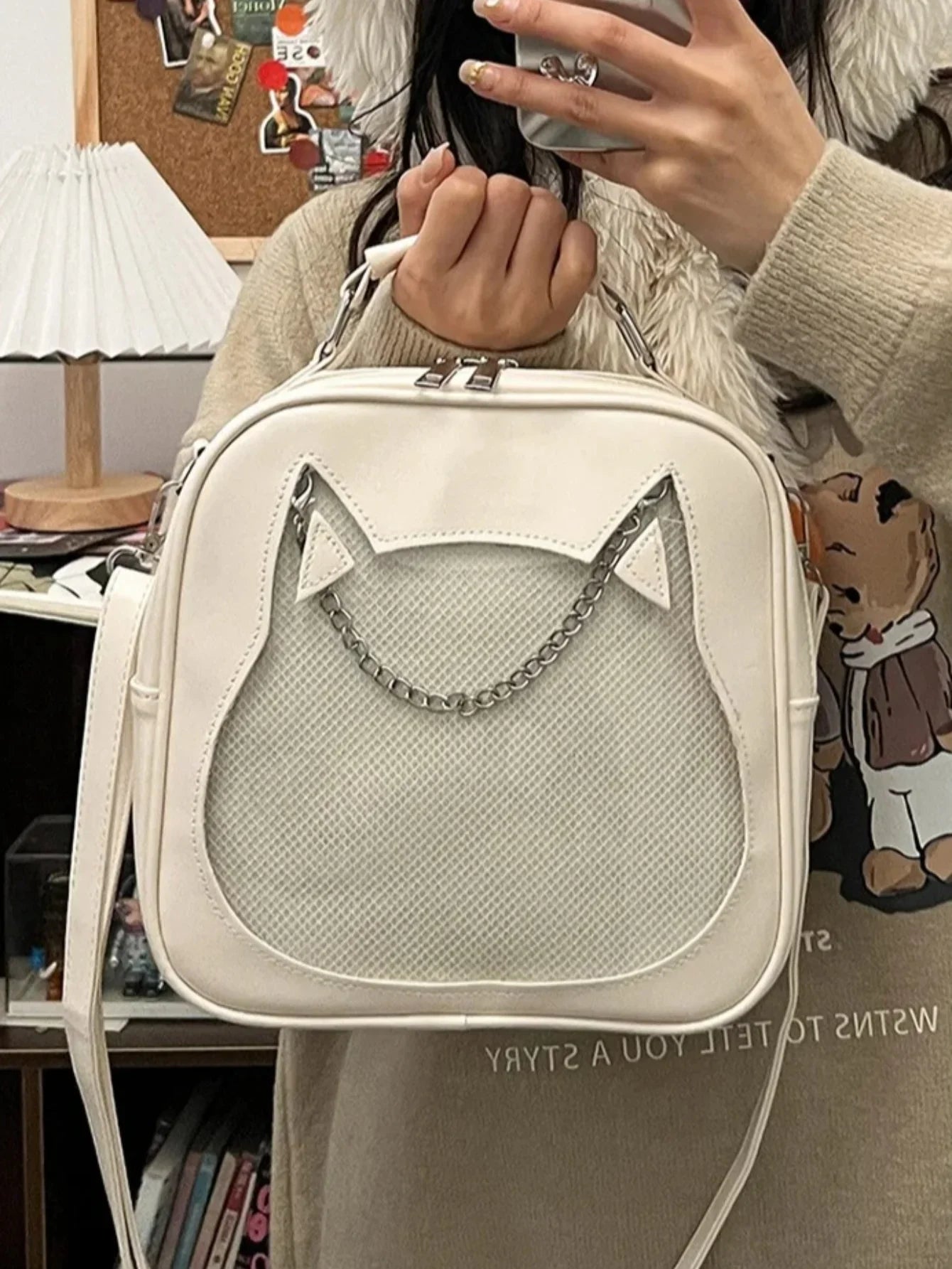 3Ways Japanese Kawaii Itabag Women PU Leather Transparent Backpack Cat Shaped Handbags - Ita Bag Lover
