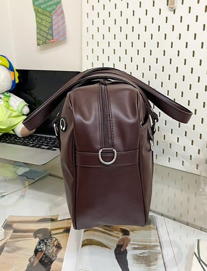 JK Style Large Ita Bag — PU Leather Boston Tote with Clear Display Window for Anime Pins & Merch