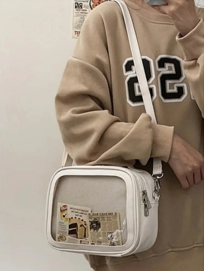 Clear Itabag Crossbody Messenger Bag DIY Display PU Leather Shoulder Bag for Anime Fans & JK Uniforms - Ita Bag Lover