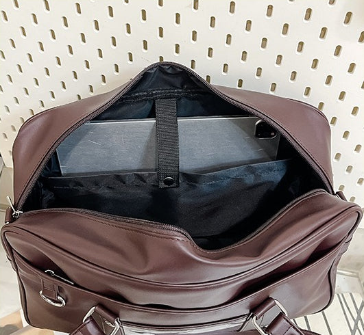 large JK ita bag interior black lining laptop slot with securing strap dark brown