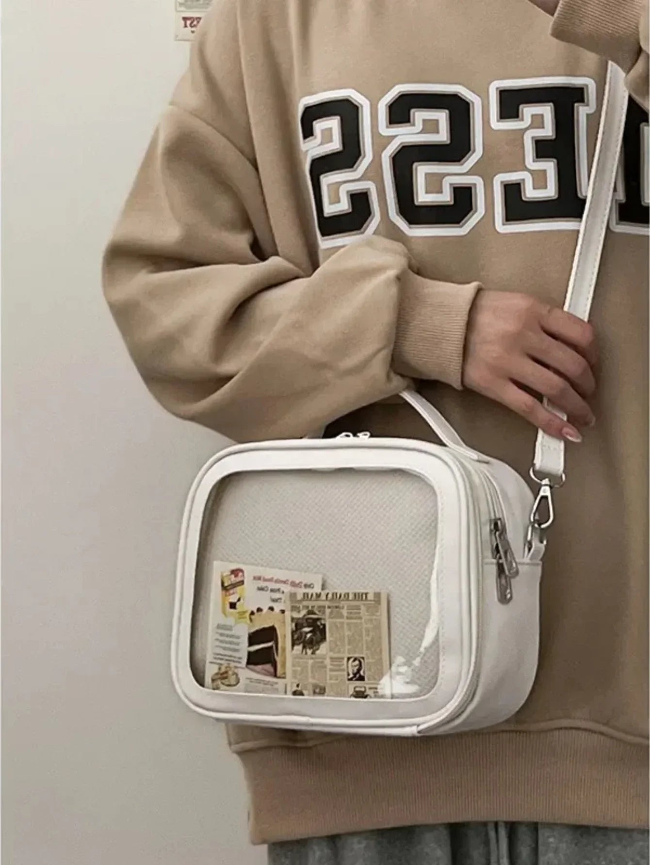 Clear Itabag Crossbody Messenger Bag DIY Display PU Leather Shoulder Bag for Anime Fans & JK Uniforms - Ita Bag Lover