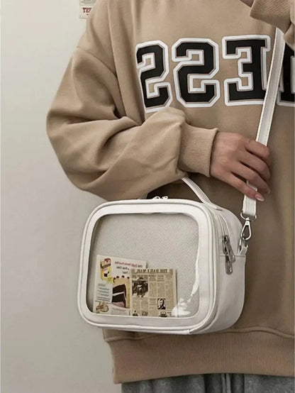 Clear Itabag Crossbody Messenger Bag DIY Display PU Leather Shoulder Bag for Anime Fans & JK Uniforms - Ita Bag Lover