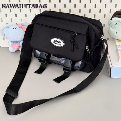 Kawaii Japanese Itabag Clear Pocket Backpack Harajuku Aesthetic Shoulder Bag Cute Pastel Crossbody Bag Soft Girl Large Capacity Student School Bag Multi Functional Travel Bag Anime Cosplay Storage Bag Lolita Sweet Style