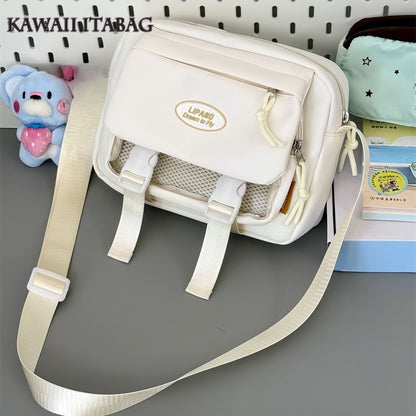 Kawaii Japanese Itabag Clear Pocket Backpack Harajuku Aesthetic Shoulder Bag Cute Pastel Crossbody Bag Soft Girl Large Capacity Student School Bag Multi Functional Travel Bag Anime Cosplay Storage Bag Lolita Sweet Style