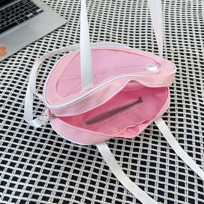 Heart Shaped Ita Bag — Clear Display Nylon Crossbody for Anime Pins & Kawaii Collectors