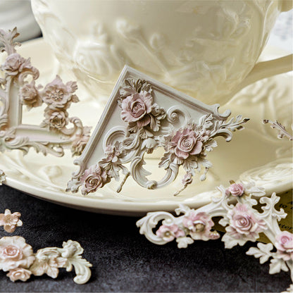 Hollow Relief Retro Corner Stickers — Baroque Floral Scrapbook Embellishments