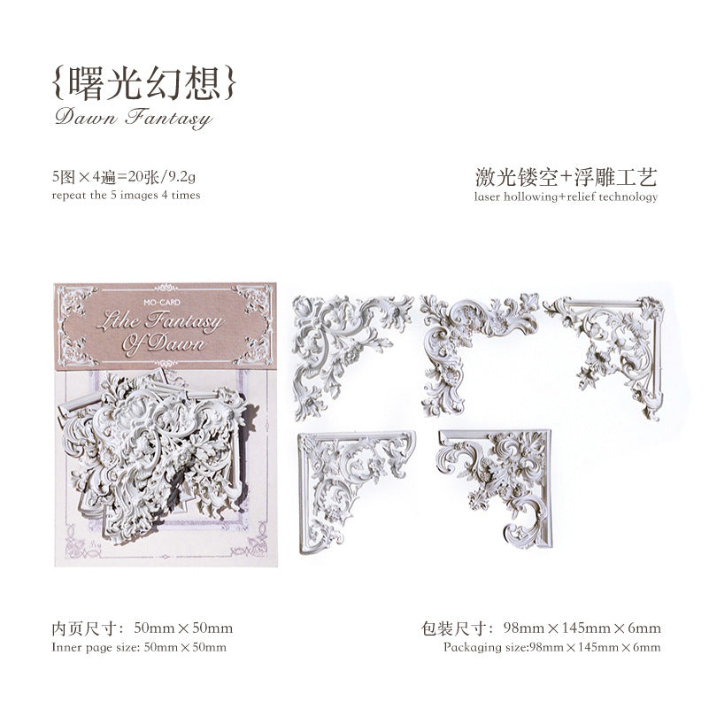 Hollow Relief Retro Corner Stickers — Baroque Floral Scrapbook Embellishments
