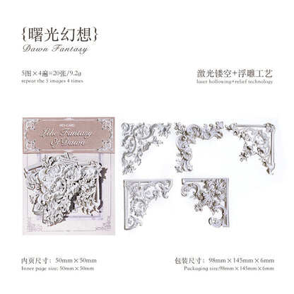 Hollow Relief Retro Corner Stickers — Baroque Floral Scrapbook Embellishments