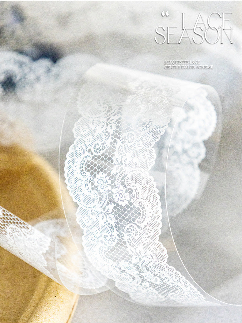 Lace Season Series Irregular Lace PET Tape — Vintage Floral Washi Tape for Journaling & Gift Wrapping