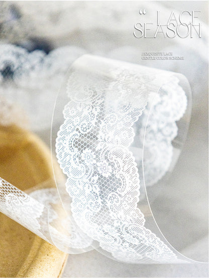 Lace Season Series Irregular Lace PET Tape — Vintage Floral Washi Tape for Journaling & Gift Wrapping