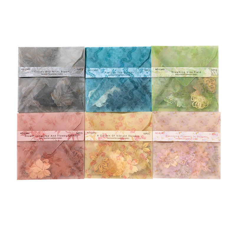 Six Mo-Card Encounter Garden die cut packs in envelope packaging