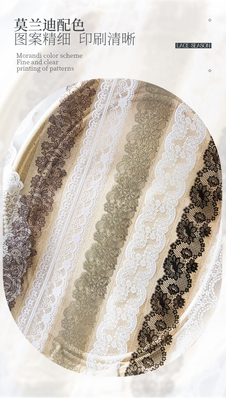 Lace Season Series Irregular Lace PET Tape — Vintage Floral Washi Tape for Journaling & Gift Wrapping