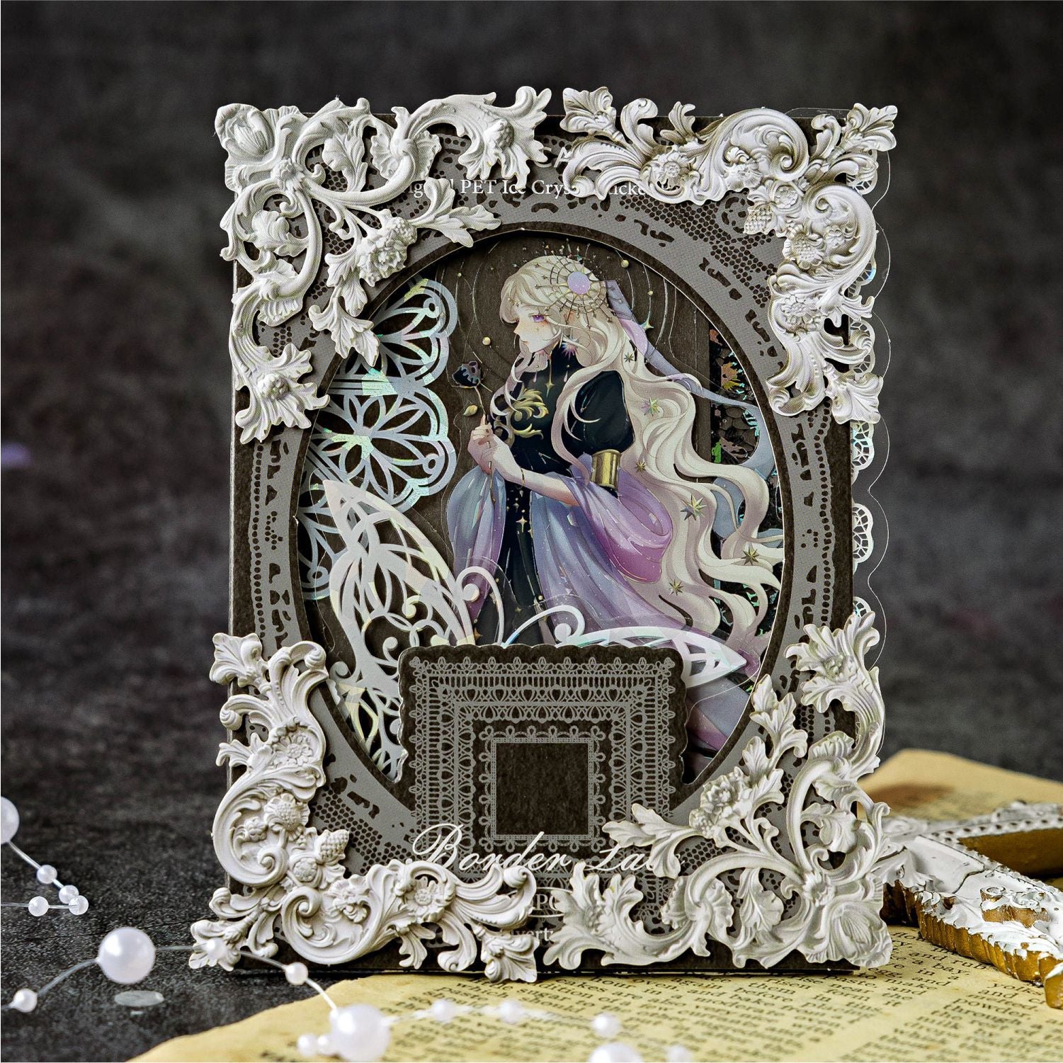 Classical Era Series hollow relief retro corner sticker display