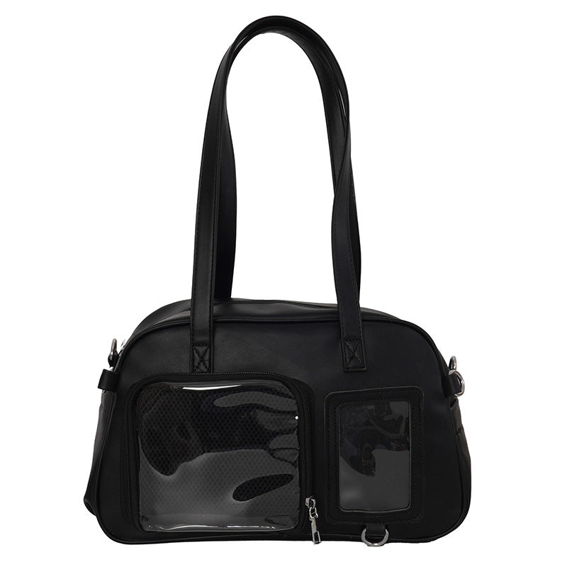 Kawaii Mini Ita Bag — PU Leather Shoulder Bag with Dual Clear Display Windows for Anime Pins & Photocards