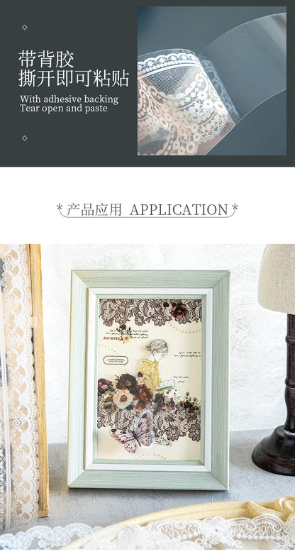 Lace Season Series Irregular Lace PET Tape — Vintage Floral Washi Tape for Journaling & Gift Wrapping