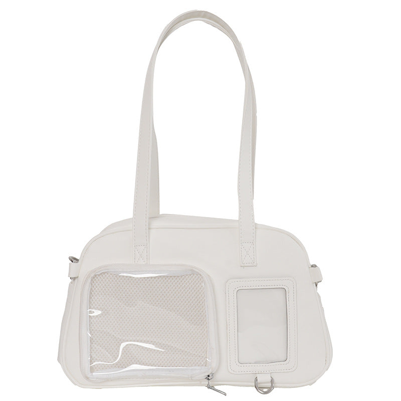 Kawaii Mini Ita Bag — PU Leather Shoulder Bag with Dual Clear Display Windows for Anime Pins & Photocards