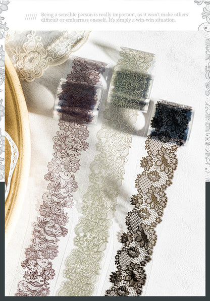Lace Season Series Irregular Lace PET Tape — Vintage Floral Washi Tape for Journaling & Gift Wrapping