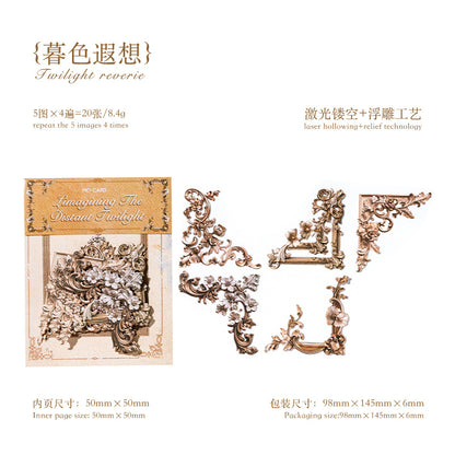 Hollow Relief Retro Corner Stickers — Baroque Floral Scrapbook Embellishments