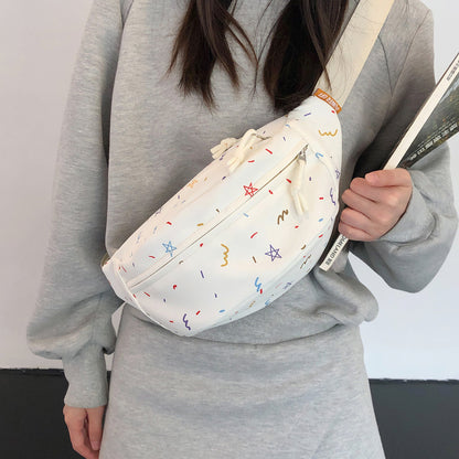 Kawaii Confetti Print Nylon Chest Bag — Women's Crossbody Sling Fanny Pack