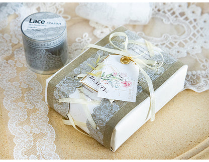 Lace Season Series Irregular Lace PET Tape — Vintage Floral Washi Tape for Journaling & Gift Wrapping