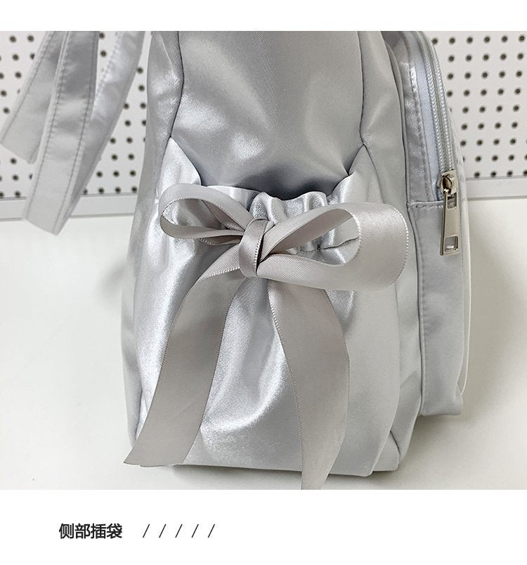 Lolita Satin Ita Bag Tote — Ruffle Bow Clear Window Bag for Photocards, Anime Pins & K-pop Merch