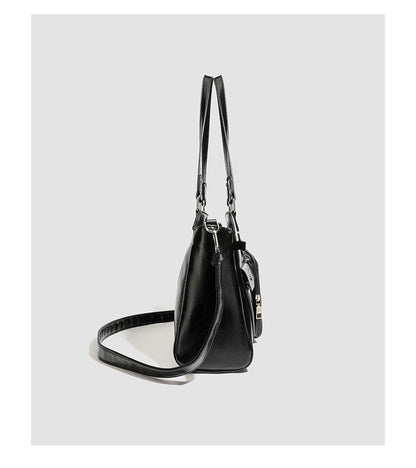 Vintage PU Leather Ita Bag — Large Capacity Clear Display Tote with Detachable Pouch
