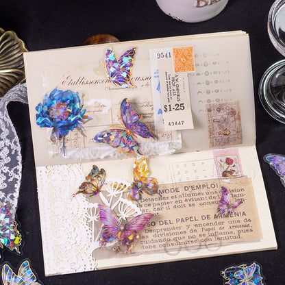 Butterfly stickers used in a decorated junk journal spread