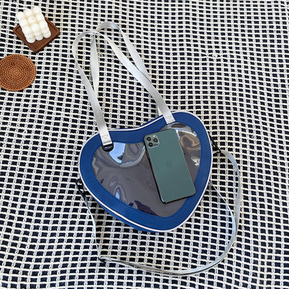 Heart Shaped Ita Bag — Clear Display Nylon Crossbody for Anime Pins & Kawaii Collectors