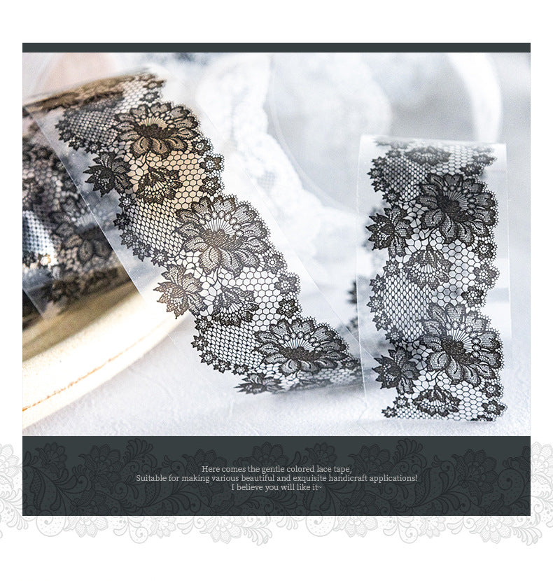 Lace Season Series Irregular Lace PET Tape — Vintage Floral Washi Tape for Journaling & Gift Wrapping