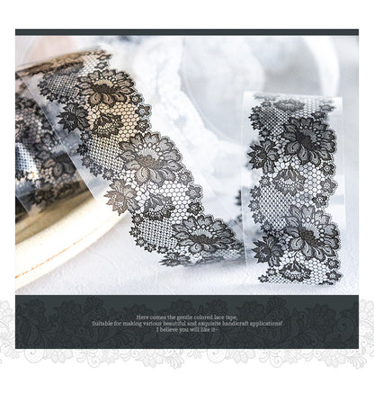 Lace Season Series Irregular Lace PET Tape — Vintage Floral Washi Tape for Journaling & Gift Wrapping
