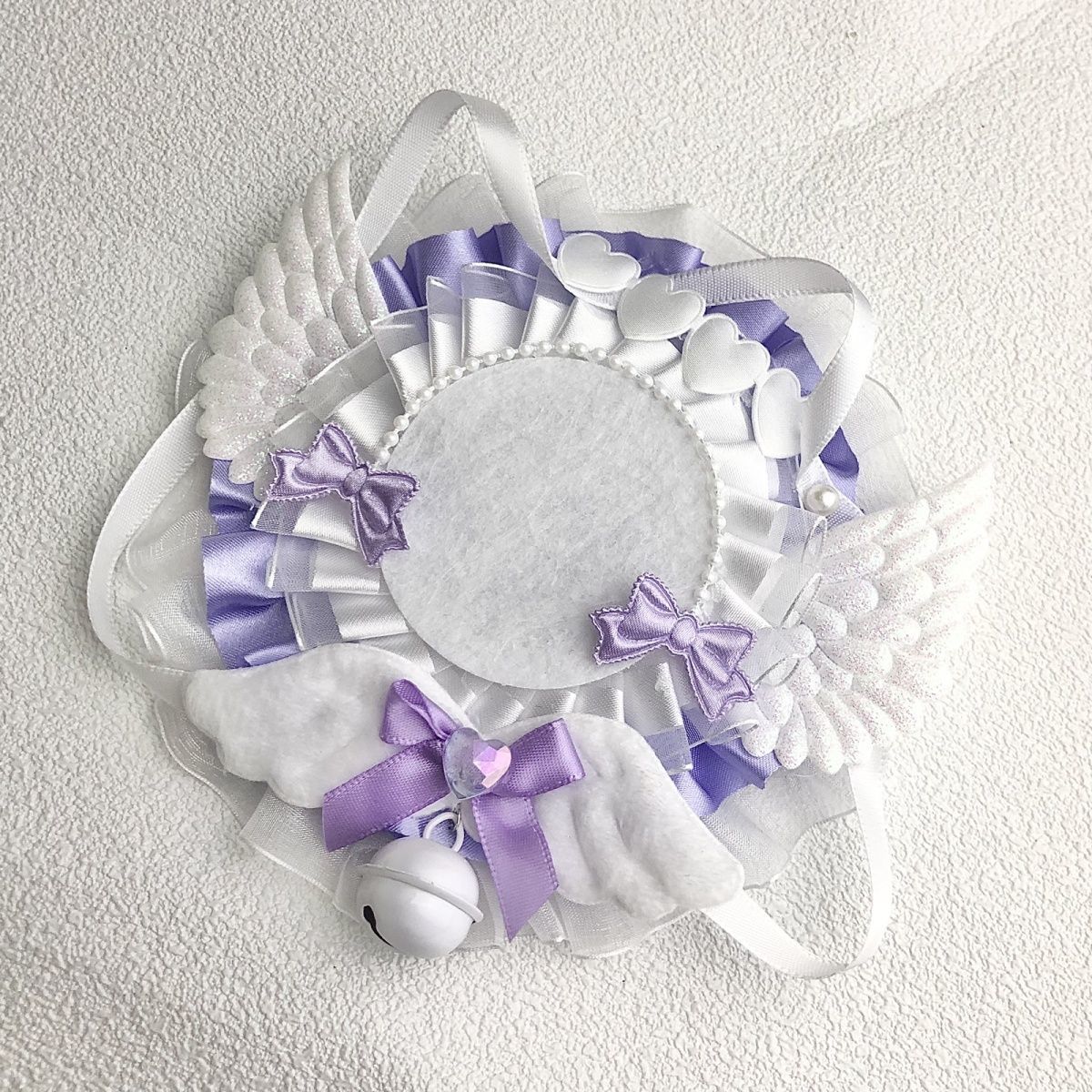White purple angel wing badge holder display frame