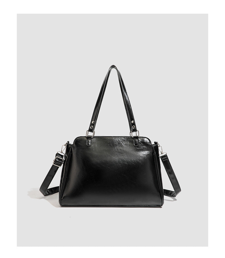 Vintage PU Leather Ita Bag — Large Capacity Clear Display Tote with Detachable Pouch