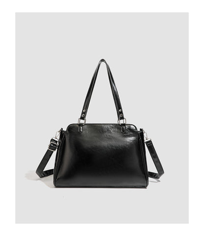 Vintage PU Leather Ita Bag — Large Capacity Clear Display Tote with Detachable Pouch