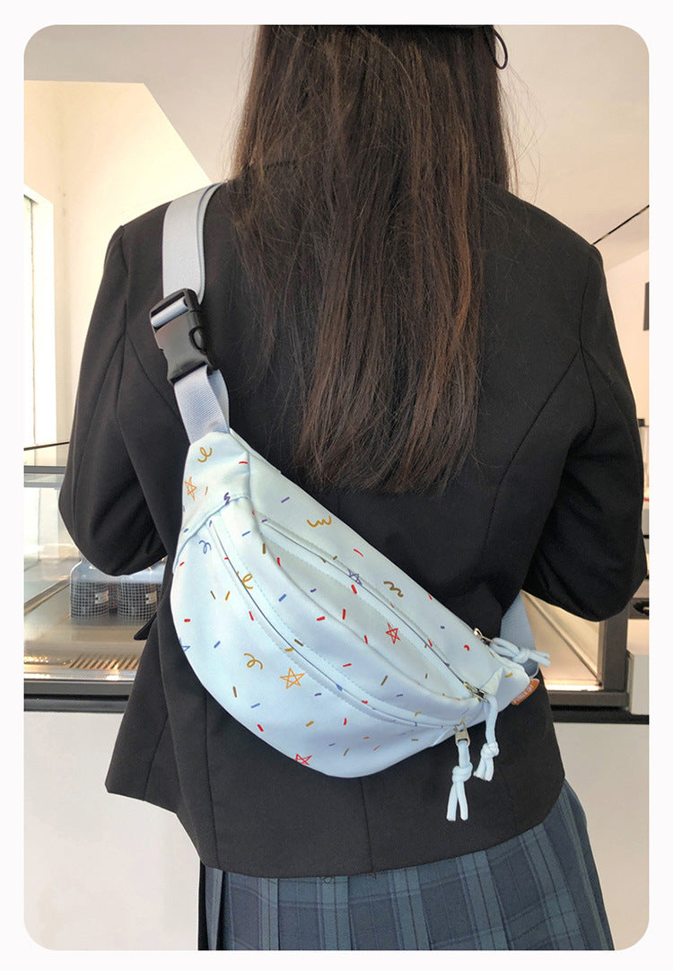 Kawaii Confetti Print Nylon Chest Bag — Women's Crossbody Sling Fanny Pack